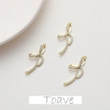 14K Plating Double Hanging Bowknot Zircon Pendant diy Material Copper