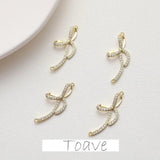 14K Plating Double Hanging Bowknot Zircon Pendant diy Material Copper