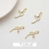 14K Plating Double Hanging Bowknot Zircon Pendant diy Material Copper