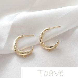 14K Gold-Plated Moon Half-Bend Earring DIY Material