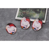 12pcs Oil Painting Wood Chip Diy Earrings Jewelry Accessories Material