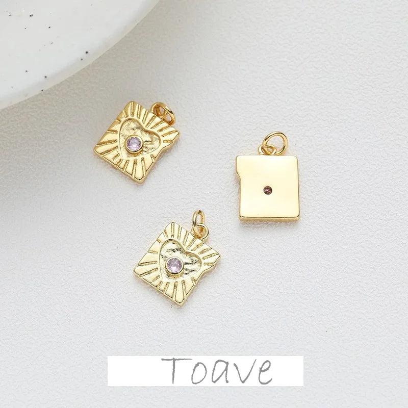 14K Gold-Covered Pink Zirconium Crystal Pendant DIY Material
