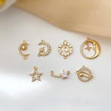 18K Star & Moon Jewelry Set Zircon Planet DIY Accessories