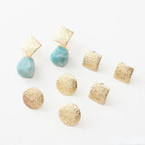 Matte Gold-Plated Copper 18K Stripes Texture Silver Earrings DIY Material