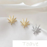 14K Gold-Plated Maple Leaf Stud Earrings DIY Hand-Made Accessories