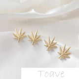 14K Gold-Plated Maple Leaf Stud Earrings DIY Hand-Made Accessories