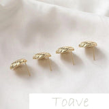 14K Gold-Clad Striped Surface Retro Silver Needle DIY Earrings