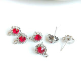 Alloy Zircon Ear Pin DIY Earrings Access Petal Shape Multicolor 8pcs