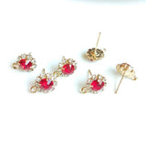 Alloy Zircon Ear Pin DIY Earrings Access Petal Shape Multicolor 8pcs