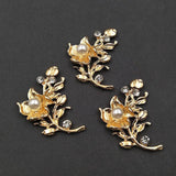 10 PCS Crystal Rhinestone Pearl Flowers Metal Alloy Acc