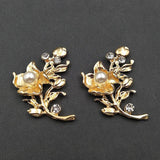 10 PCS Crystal Rhinestone Pearl Flowers Metal Alloy Acc
