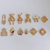 DIY Bear Rose Number Letter Small Pendant Earrings