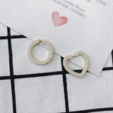 Geometric Love Round Pearl Set Earrings & Pendant