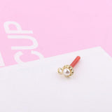DIY Alloy Pearl Geometric Round Stud Earrings Handmade Material Pendant