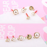 DIY Alloy Pearl Geometric Round Stud Earrings Handmade Material Pendant