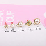 DIY Alloy Pearl Geometric Round Stud Earrings Handmade Material Pendant