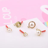 DIY Alloy Pearl Geometric Round Stud Earrings Handmade Material Pendant