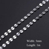 1m Stainless Steel 5mm Round Disc Link Chain Necklace Bracelets Making