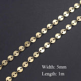 1m Stainless Steel 5mm Round Disc Link Chain Necklace Bracelets Making