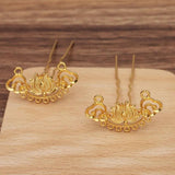 10 PCS 22*43mm Flowers Hair Sticks Gold/Silver Plated Alloy DIY Hair Fork