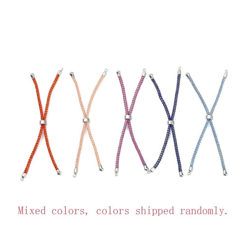 5pcs Adjustable Nylon Cord Brass Slider Bracelet Jewelry Making