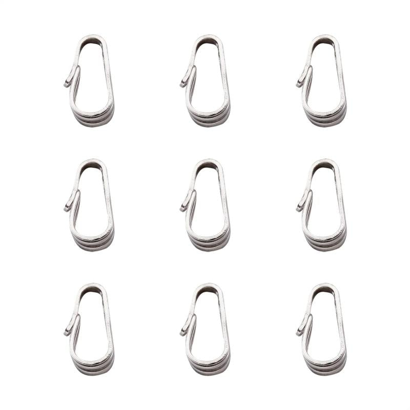 10Pcs 925 Sterling Silver Snap On Lock Bail Charms Clasp DIY Jewelry Findings
