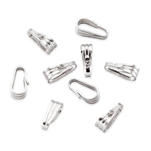 10Pcs 925 Sterling Silver Snap On Lock Bail Charms Clasp DIY Jewelry Findings