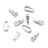 10Pcs 925 Sterling Silver Snap On Lock Bail Charms Clasp DIY Jewelry Findings