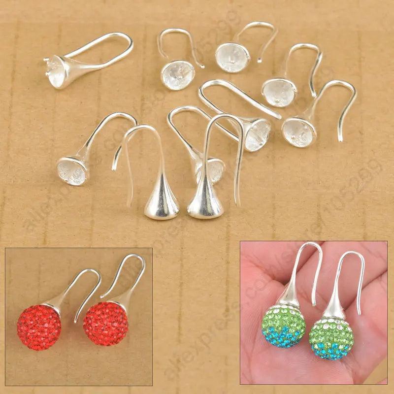 20PCS 925 Sterling Silver Earring Bail Trumpet Hook Ear Wires
