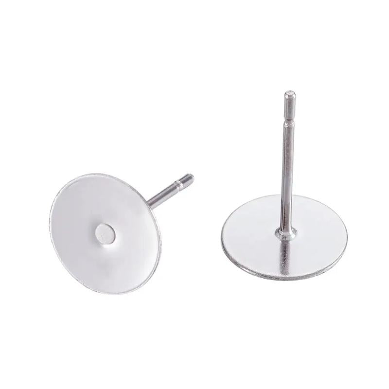 500pcs 304 Stainless Steel Flat Round Ear Studs for DIY Accessories