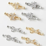 2PCS 14k Plated Bracelet Link Buckle Zircon Flower Bow for DIY Jewelry Making