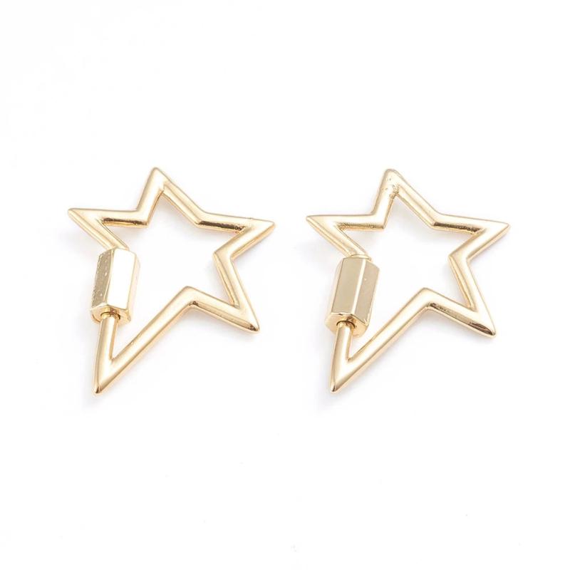 5Pcs Brass Mix Screw Carabiner Lock Charms Clasps for Necklaces Jewelry DIY