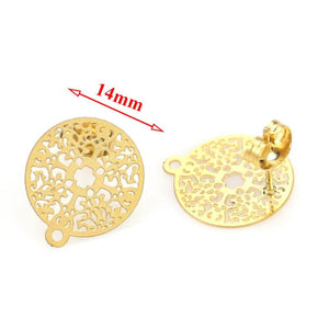 10pcs Retro Bohemia Flower Stud Earring Findings