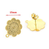 10pcs Retro Bohemia Flower Stud Earring Findings
