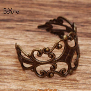BoYuTe 18*15MM Metal Brass Filigree Ring Base Adjustable Ring Setting