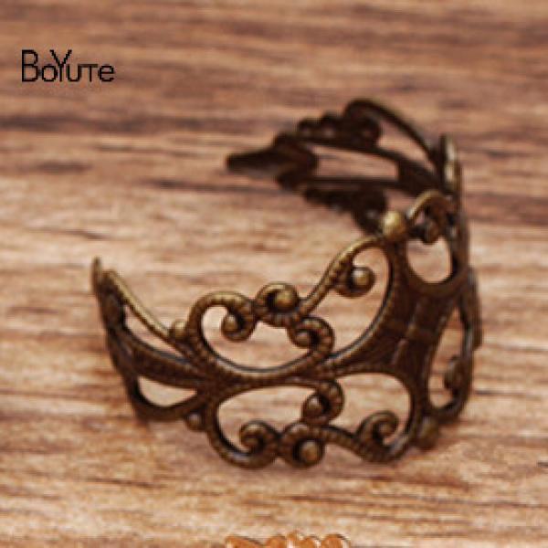 BoYuTe 18*15MM Metal Brass Filigree Ring Base Adjustable Ring Setting