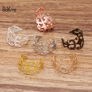 BoYuTe 18*15MM Metal Brass Filigree Ring Base Adjustable Ring Setting