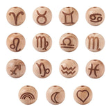 30pcs Constellations Beech Wooden Beads for Bracelet Making