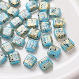 4PCS Rectangular Glass Foil Beads Charms for DIY Jewelry Making 13*14mm