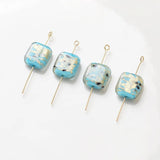 4PCS Rectangular Glass Foil Beads Charms for DIY Jewelry Making 13*14mm