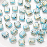 4PCS Rectangular Glass Foil Beads Charms for DIY Jewelry Making 13*14mm