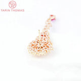 2PCS 18x52MM 24K Brass Flower Stud Earrings DIY Jewelry Findings