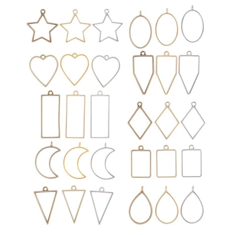 DIY UV Crystal Silicone Mold for Geometric Hollow Frame Pendant (30pcs)