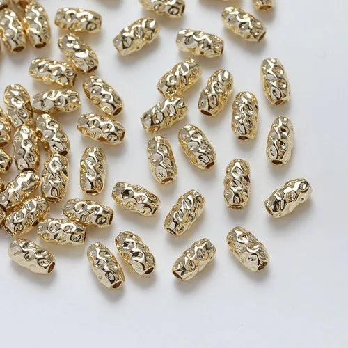 10PCS Brass Pleated Ball Beads Spacer Bead Jewelry Making 14k Plated DIY