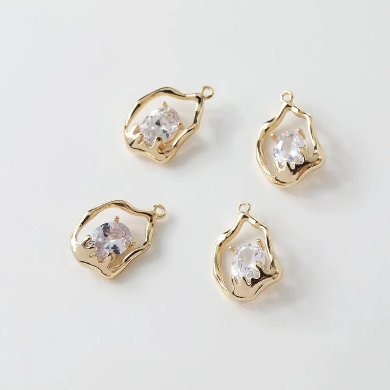 4PCS 14k Plated Zircon Pendant Necklace Charms for Jewelry Making DIY