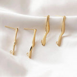 4PCS Long Ear Studs 14K Plated DIY Earrings Supplies for Jewelry Making