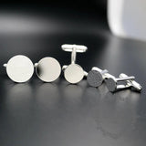 DIY Round Flat Bezel Silver Brass Cufflinks