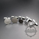 DIY Round Flat Bezel Silver Brass Cufflinks