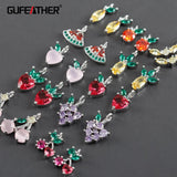 DIY Jewelry Accessories Copper Zircons Pendants 6pcs/lot