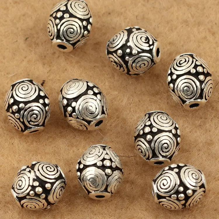 925 Silver Good Luck Symbol Beads Thai Sterling DIY Bracelet Beads
